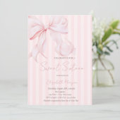 Watercolor Pink Bow Pink Stripes Sweet 16 Einladung (Stehend Vorderseite)