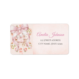 Watercolor Pink Bow Return Address Labels Adressaufkleber