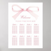Watercolor Pink Bow Seating Chart Poster (Vorne)