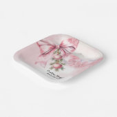 Watercolor Pink Bow with Baubles Baby Shower Pappteller (Gewinkelt)