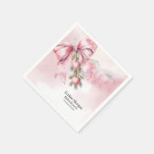 Watercolor Pink Bow with Baubles Baby Shower Serviette (Ecke)