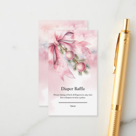 Watercolor Pink Bow with Baubles Begleitkarte