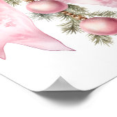 Watercolor Pink Bow with Baubles Poster (Ecke)