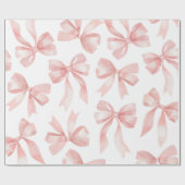 Watercolor Pink Bow Wrapping Paper Geschenkpapier (Flach)