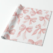 Watercolor Pink Bow Wrapping Paper Geschenkpapier (Ungerollt)