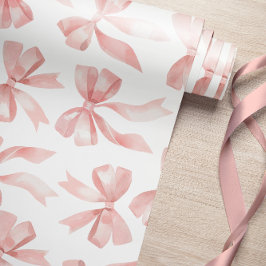 Watercolor Pink Bow Wrapping Paper Geschenkpapier
