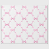 Watercolor Pink Bows Geschenkpapier (Flach)