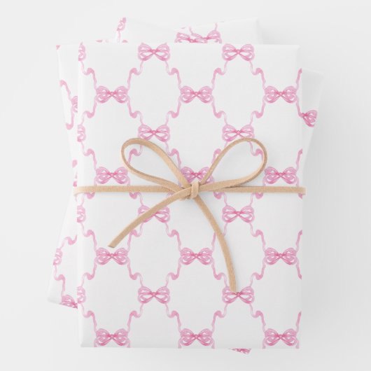 Watercolor Pink Bows Geschenkpapier Set (Beispiel)