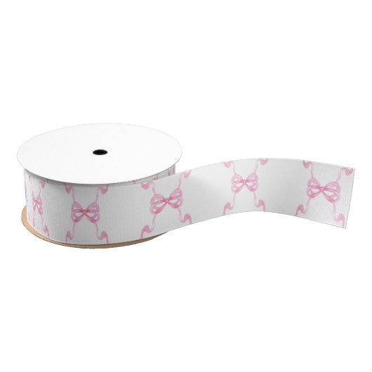 Watercolor Pink Bows Ripsband (Spule)