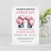 Watercolor Pink Boxing Baby Girl Shower Invitation Einladung (Stehend Vorderseite)