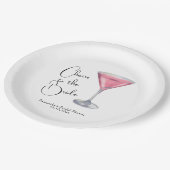 Watercolor Pink Cocktail Bridal Shower Pappteller (Schrägansicht)