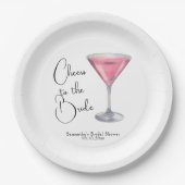 Watercolor Pink Cocktail Bridal Shower Pappteller (Vorderseite)
