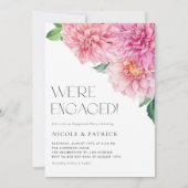 Watercolor Pink Dahlia Floral Engagement Party Einladung (Vorderseite)