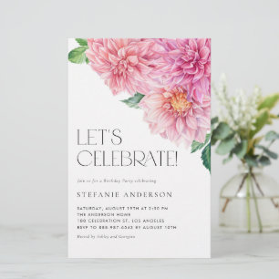 Watercolor Pink Dahlia Geburtstagsparty Einladung