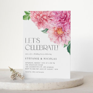 Watercolor Pink Dahlia Wedding Party Einladung