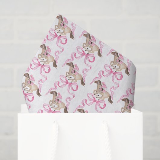 Watercolor Pink Derby Horse Riding and Bows Seidenpapier (Geschenktüte)