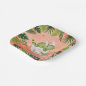 Watercolor Pink Dino Tropical Baby Shower Pappteller (Gewinkelt)