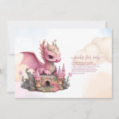 Watercolor Pink Dragon Bücher für das Baby Einladung (Vorderseite)