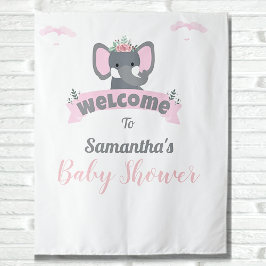 Watercolor Pink Elephant Baby Dusche Hintergrund Wandteppich