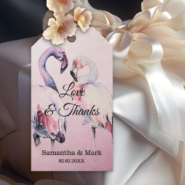 Watercolor Pink Flamingo Wedding Gift Tag Geschenkanhänger