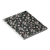 Watercolor Pink Floral Botanisches Schwarzes Muste Notizblock (angewinkelt)