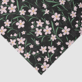 Watercolor Pink Floral Botanisches Schwarzes Muste Seidenpapier (Ausschnitt)