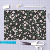 Watercolor Pink Floral Botanisches Schwarzes Muste Seidenpapier (Handwerk)