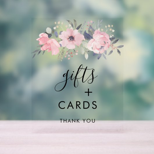 Watercolor Pink Floral Gifts and Cards Wedding Acrylschild (Neutral)