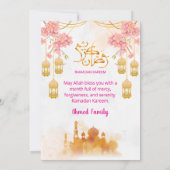 Watercolor Pink Floral & Mosque Iftar Dinner Einladung (Rückseite)