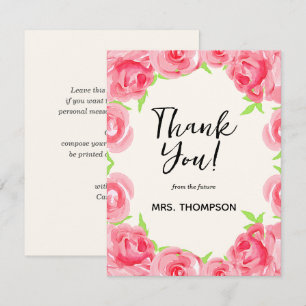 Watercolor Pink Floral Vielen Dank Dankeskarte