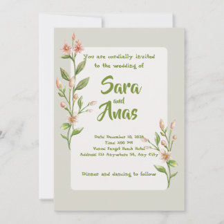 Watercolor Pink Floral Wedding Invitation Einladung