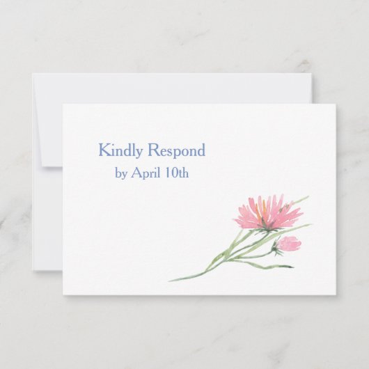 Watercolor Pink Floral Wedding RSVP Karte (Vorderseite)
