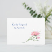 Watercolor Pink Floral Wedding RSVP Karte (Stehend Vorderseite)