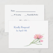 Watercolor Pink Floral Wedding RSVP Karte (Vorne/Hinten)