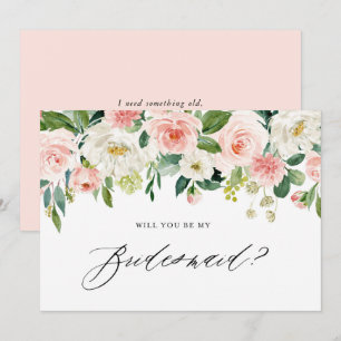 Watercolor Pink Florals Brautmädchen Einladung