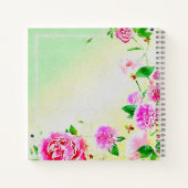 Watercolor Pink Flowers On Green Gratitude Journal Notizblock (Rückseite)