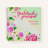 Watercolor Pink Flowers On Green Gratitude Journal Notizblock (Vorderseite)