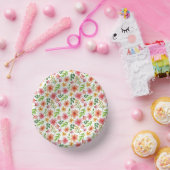 Watercolor Pink Flowers Pattern-69677 Pappteller (Party)