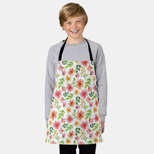 Watercolor Pink Flowers Pattern-69677 Schürze (Getragen)