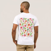 Watercolor Pink Flowers Pattern-69677 T-Shirt (Schwarz voll)