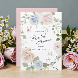 Watercolor Pink Flowers Wedding Bridal Shower Einladung