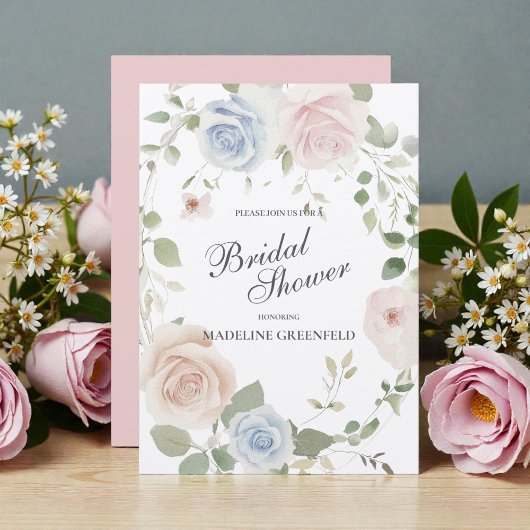 Watercolor Pink Flowers Wedding Bridal Shower Einladung
