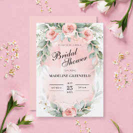 Watercolor Pink Flowers Wedding Bridal Shower Einladung