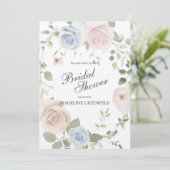 Watercolor Pink Flowers Wedding Bridal Shower Einladung (Stehend Vorderseite)