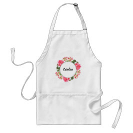 Watercolor Pink Flowers Wreath Circle Schürze