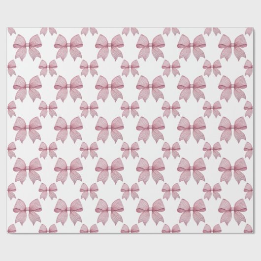 Watercolor Pink Gingham Bow Geschenkpapier (Flach)