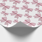 Watercolor Pink Gingham Bow Geschenkpapier (Ecke)