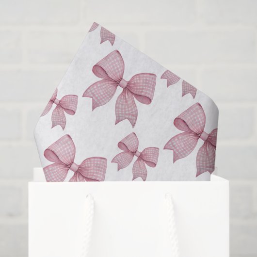 Watercolor Pink Gingham Bow Seidenpapier (Geschenktüte)