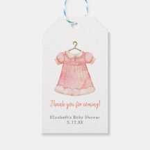 Watercolor Pink Girl Dress Baby Shooting Tag