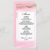 Watercolor Pink Gold 4x9 Flachmenü Karte (Vorne/Hinten)